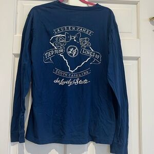 Lauren James Navy Pocket Tee, Tied to the Lines of South Carolina, long sleeve